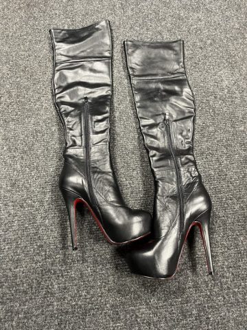 Arollo Princess overknee, black leather, 37, new