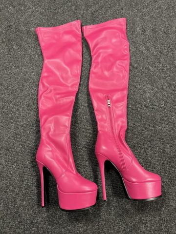 Pink leather boots, 37, new