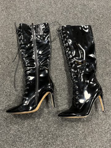 Shiny black boots, 37, new